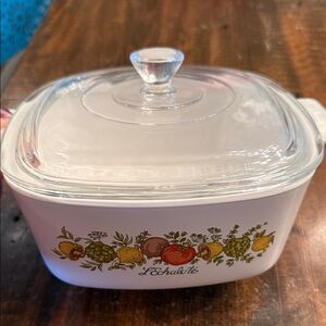 Vintage(1970’s) L’Echalote White Glass 1.5 quart Casserole Dish with Lid